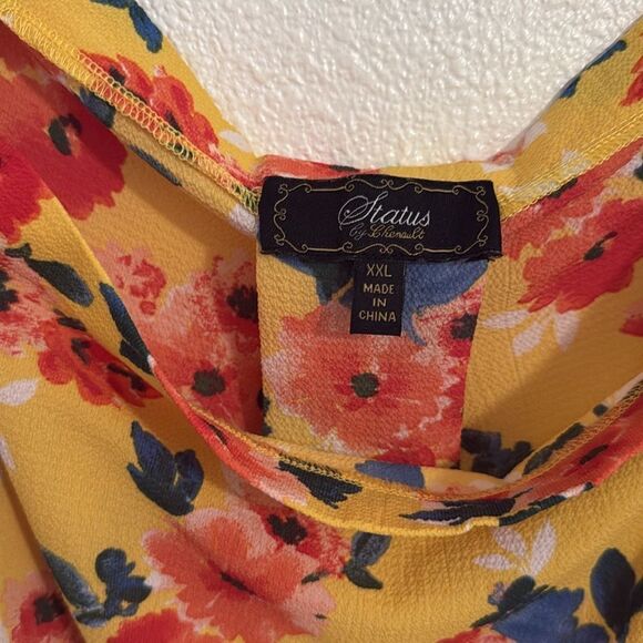 Status by Chenault-Womens Yellow Floral Shirt Blouse Top- Size XXL - Picture 4 of 9